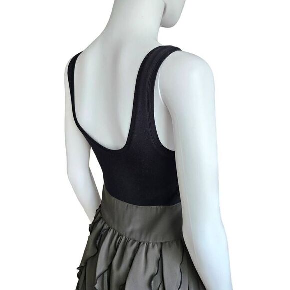 Express Black and Olive Green Ruffle Mini Dress - Picture 6 of 8